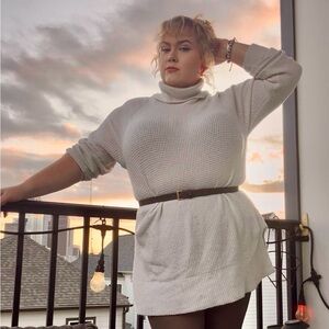 LOFT Cream Cowl Neck Sweater Dress